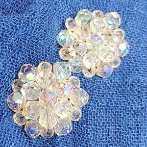 Vntg. Authentic Austria Aurora Borealis Crystal Earrings Vintage Signed Germany